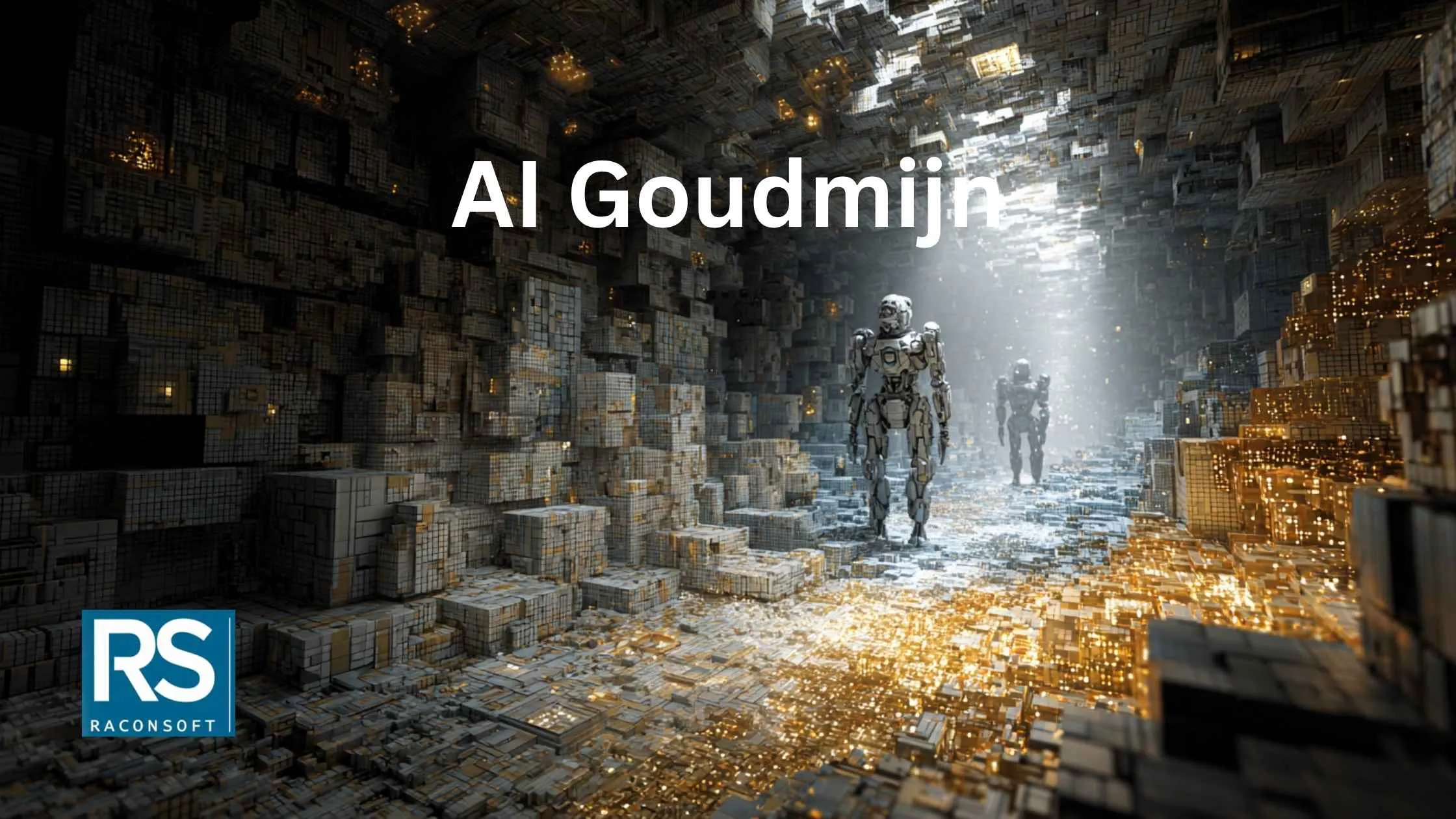 Illustratie van een goudmijn met data-iconen